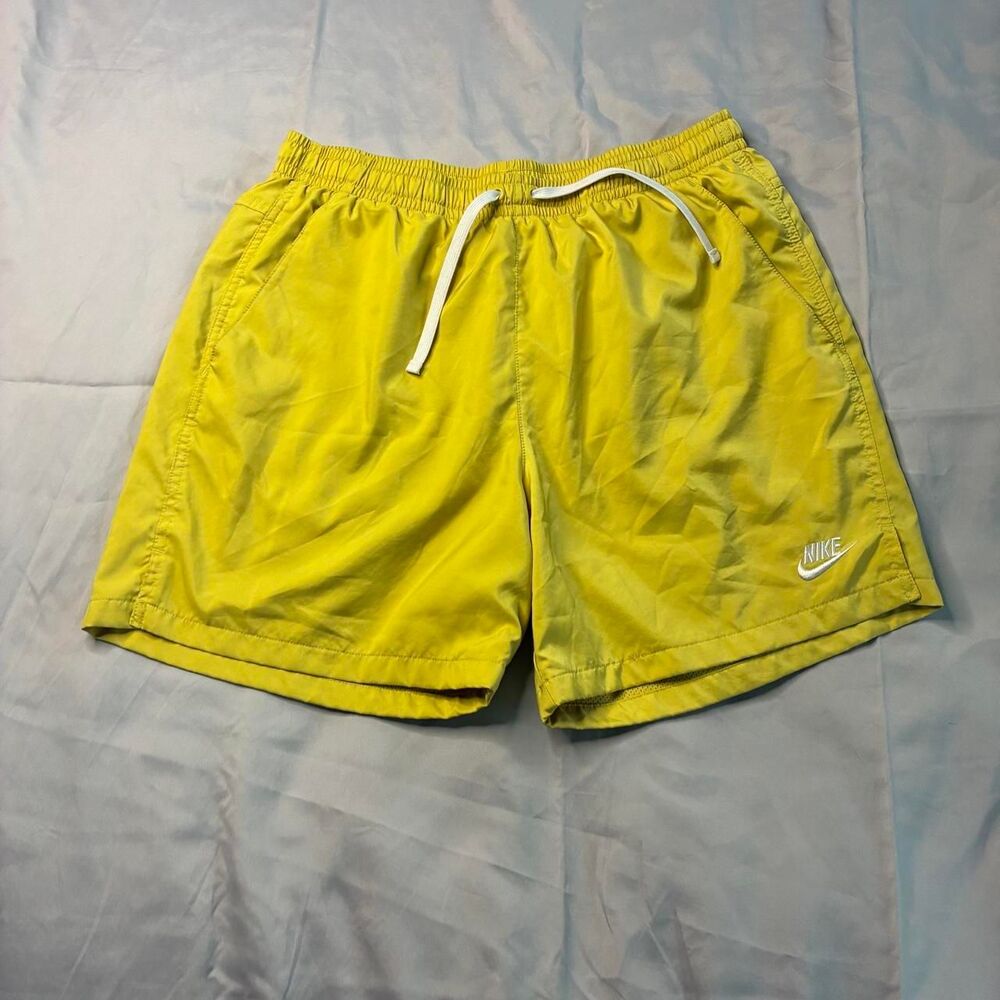 Nike Woven Flow Shorts Yellow Mesh Lined Drawstring Men's Large